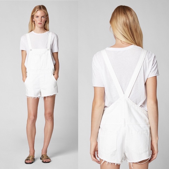 Blank NYC Pants - BLANKNYC White Raw Hem Denim Shortalls Lightbox White 30 10 NWT